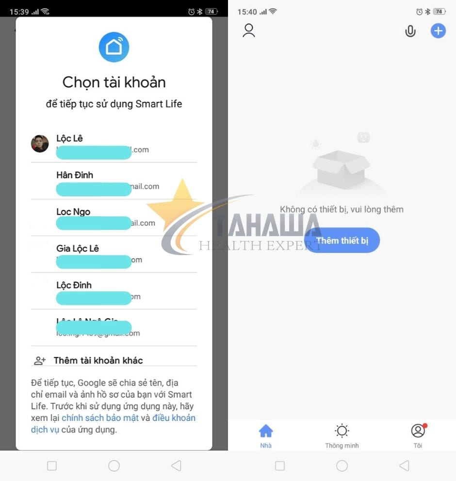 Chọn tài khoản đăng nhập vào App điều khiển máy lọc không khí Tahawa Nhật Bản TH-AP21 Chọn tài khoản đăng nhập vào App điều khiển máy lọc không khí Tahawa Nhật Bản TH-AP21