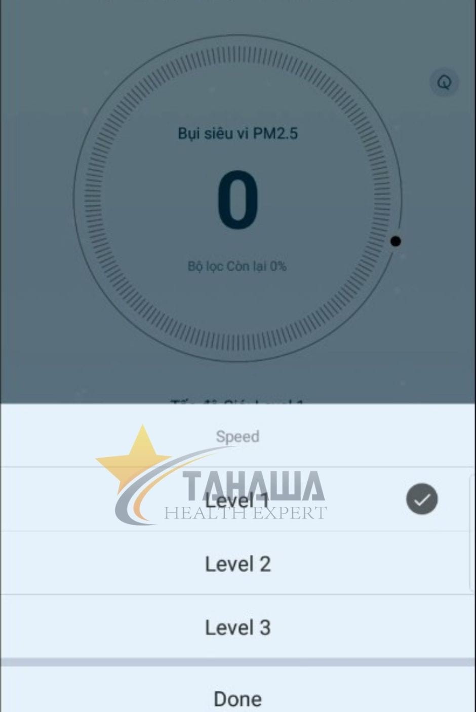 Điều chỉnh tốc độ lọc gió trên App điều khiển máy lọc không khí Tahawa Nhật Bản TH-AP21 Điều chỉnh tốc độ lọc gió trên App điều khiển máy lọc không khí Tahawa Nhật Bản TH-AP21