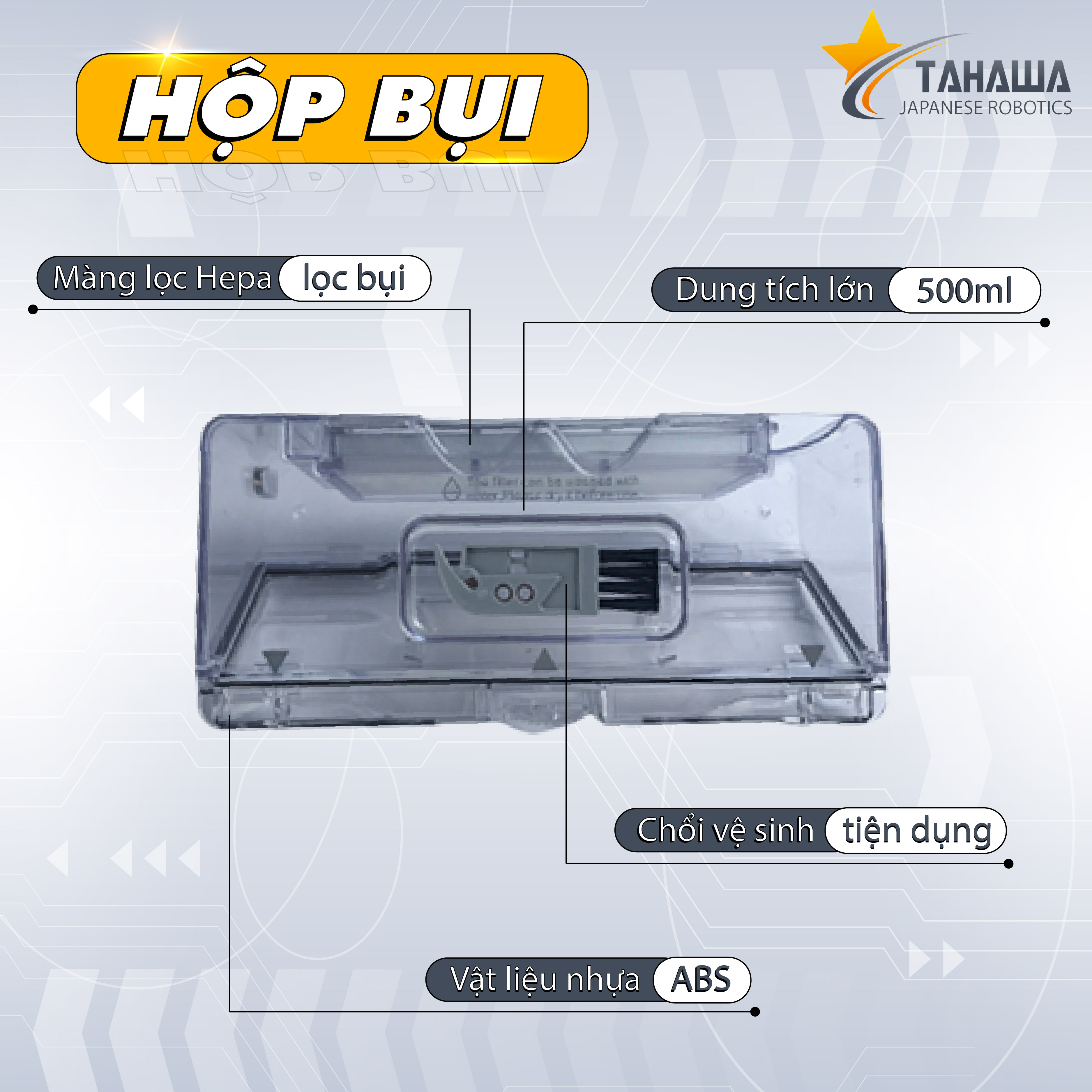 Hộp bụi robot hút bụi lau nhà Tahawa Nhật Bản TH-06Plus Hộp bụi robot hút bụi lau nhà Tahawa Nhật Bản TH-06Plus