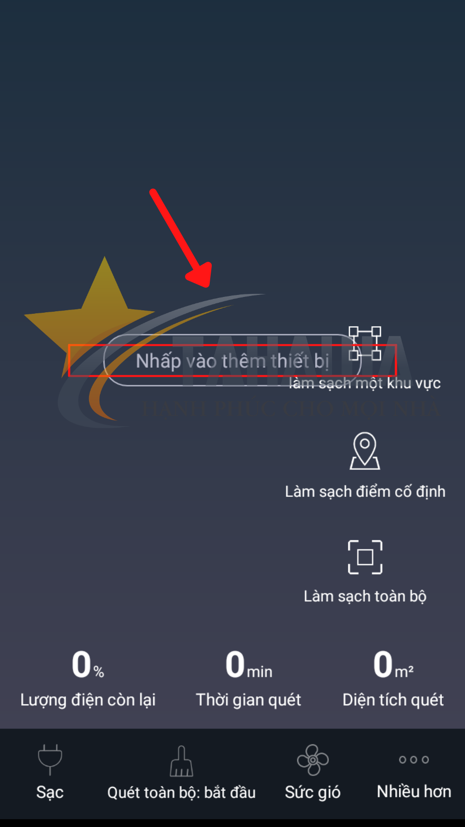 Thêm thiết bị để kết nối robot hút bụi Tahawa Nhật Bản với App Thêm thiết bị để kết nối robot hút bụi Tahawa Nhật Bản với App