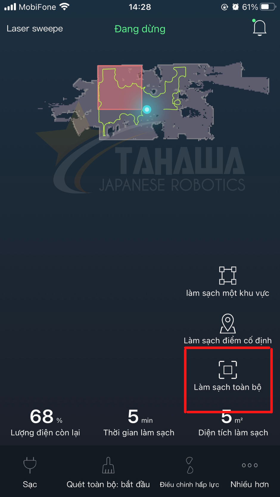 Làm sạch toàn bộ trên robot hút bụi Tahawa Nhật Bản TH-06Plus Làm sạch toàn bộ trên robot hút bụi Tahawa Nhật Bản TH-06Plus