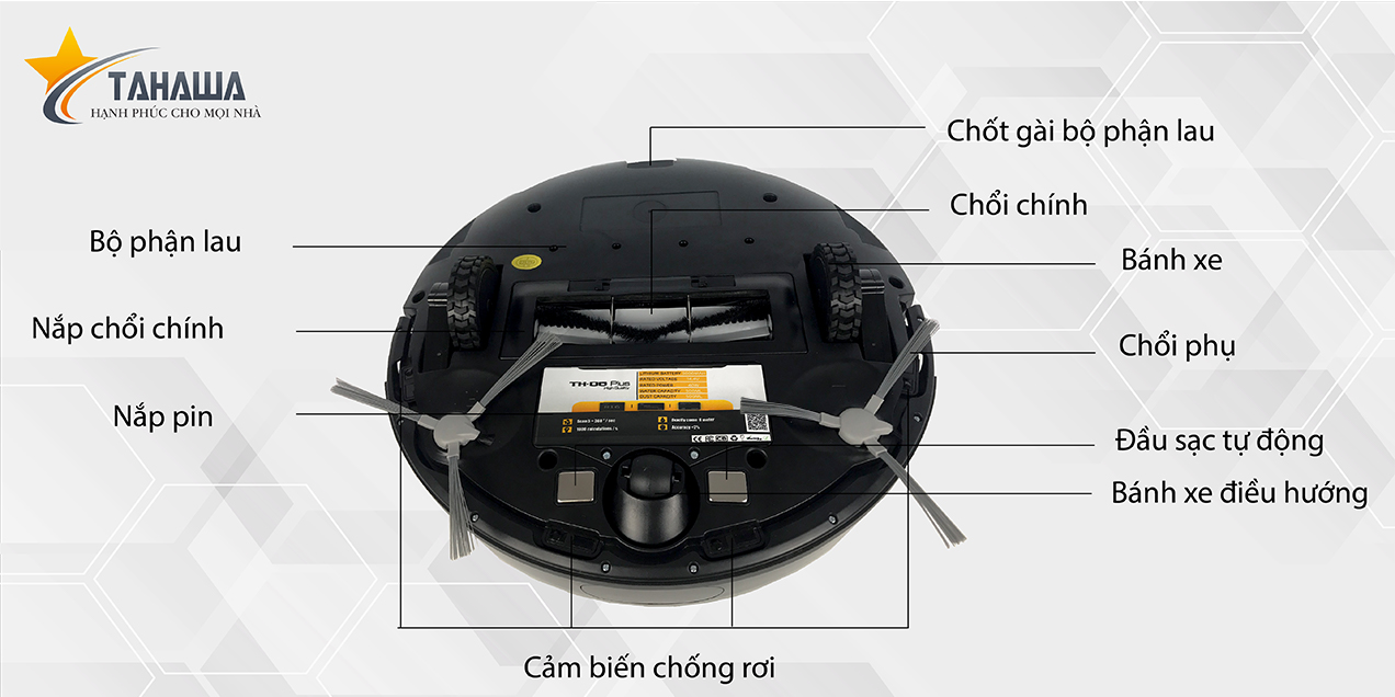 Mặt dưới robot hút bụi lau nhà Tahawa Nhật Bản TH-06Plus Mặt dưới robot hút bụi lau nhà Tahawa Nhật Bản TH-06Plus