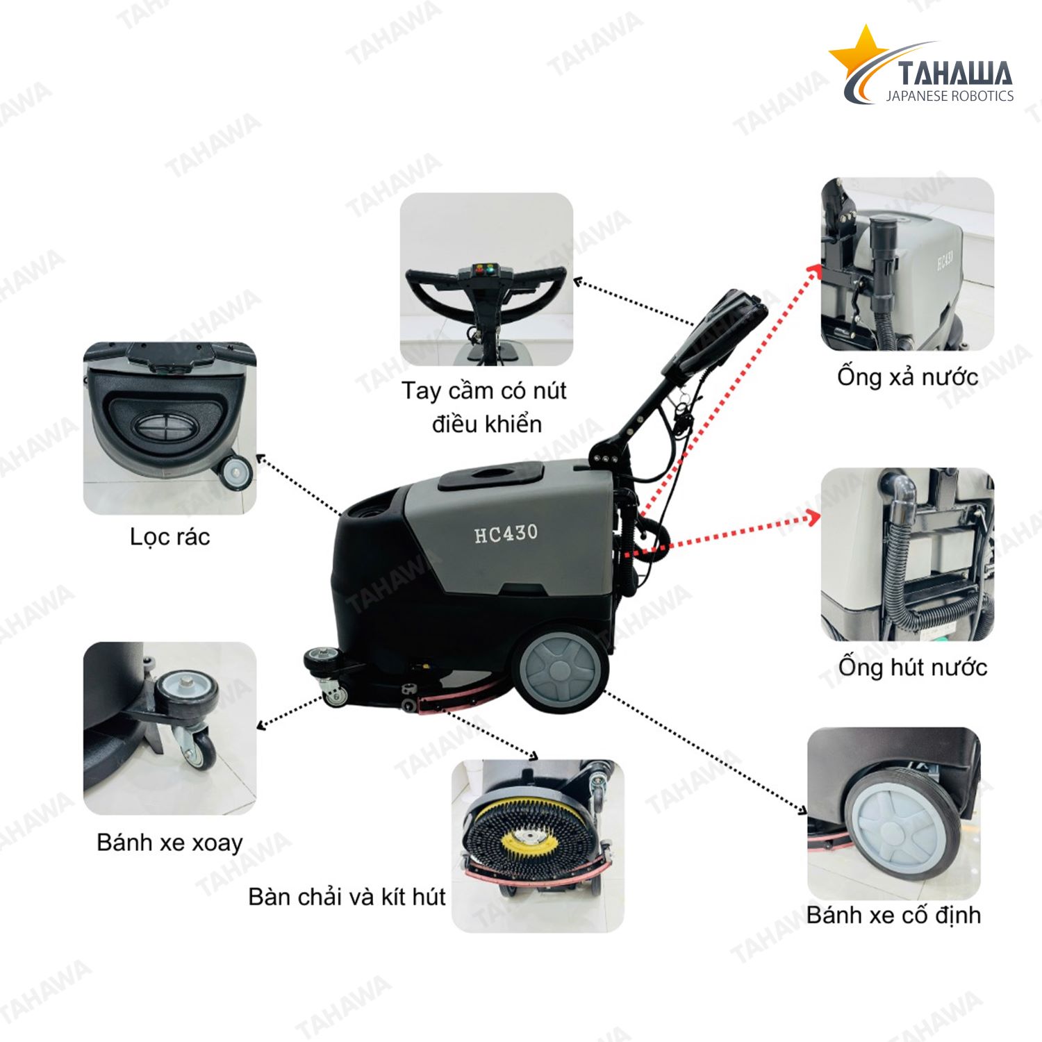 Máy chà sàn nhà xưởng Tahawa Nhật Bản HC430 Máy chà sàn nhà xưởng Tahawa Nhật Bản HC430