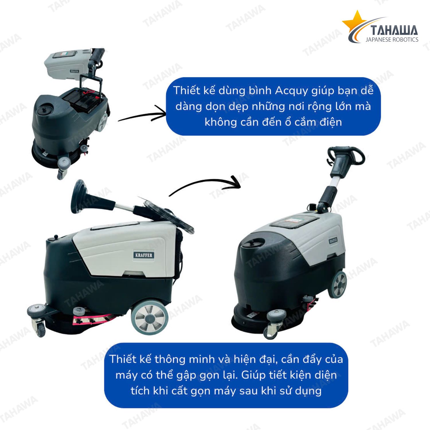 Máy lau sàn Tahawa Nhật Bản KF450B dùng bình Máy lau sàn Tahawa Nhật Bản KF450B dùng bình