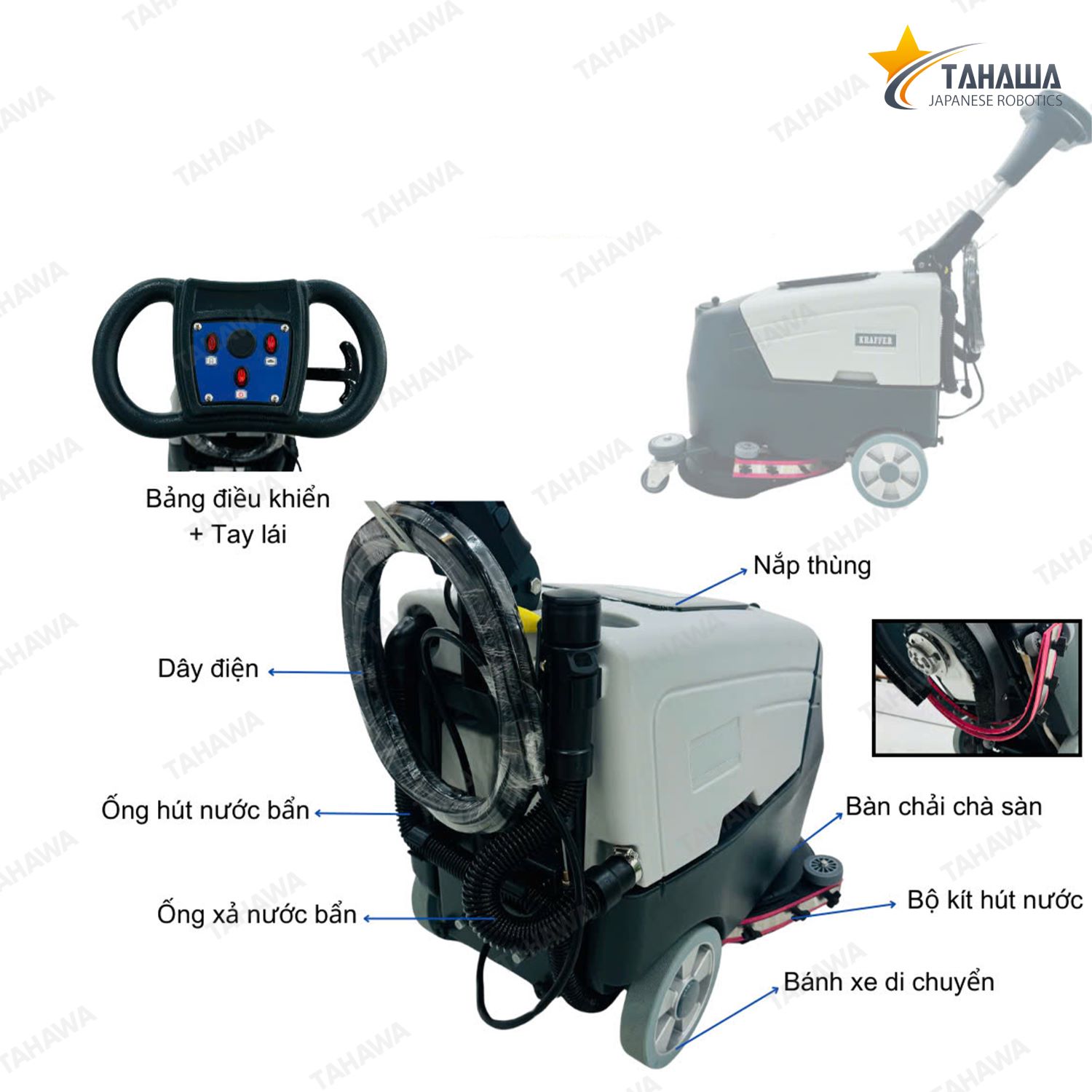 Máy lau sàn nhà xưởng Tahawa Nhật Bản KF450E dùng điện Máy lau sàn nhà xưởng Tahawa Nhật Bản KF450E dùng điện