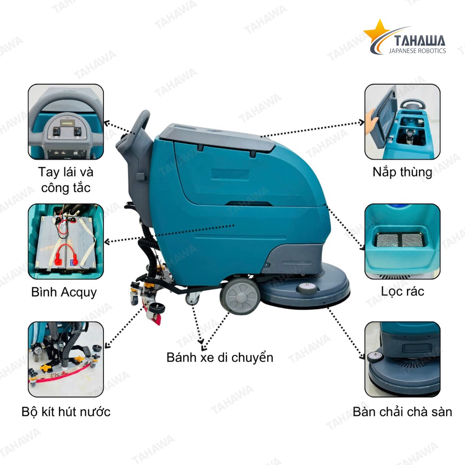 Máy chà sàn nhà xưởng Tahawa Nhật Bản KF60 dùng bình Máy chà sàn nhà xưởng Tahawa Nhật Bản KF60 dùng bình