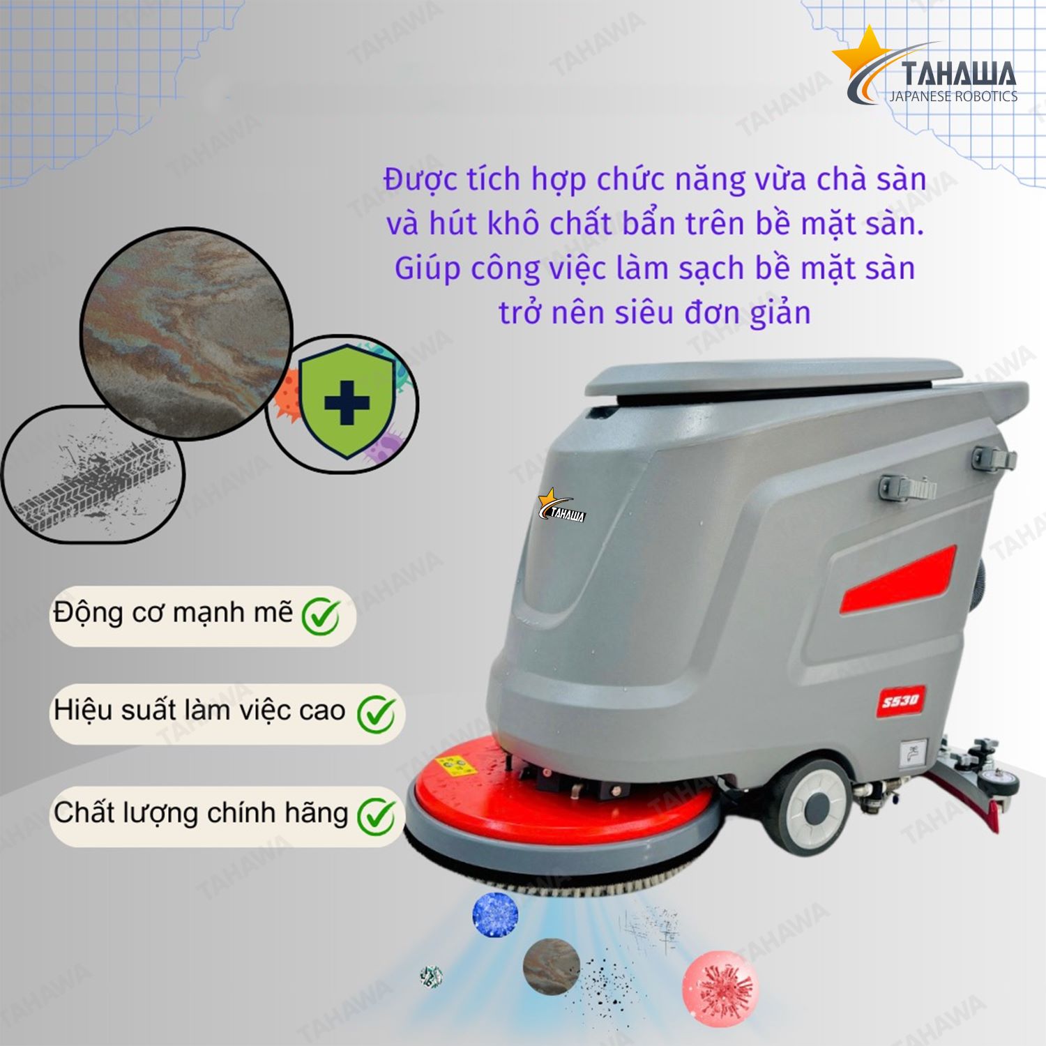 Máy chà sàn liên hợp Tahawa TH-S530B (bình acquy) Máy chà sàn liên hợp Tahawa TH-S530B (bình acquy)