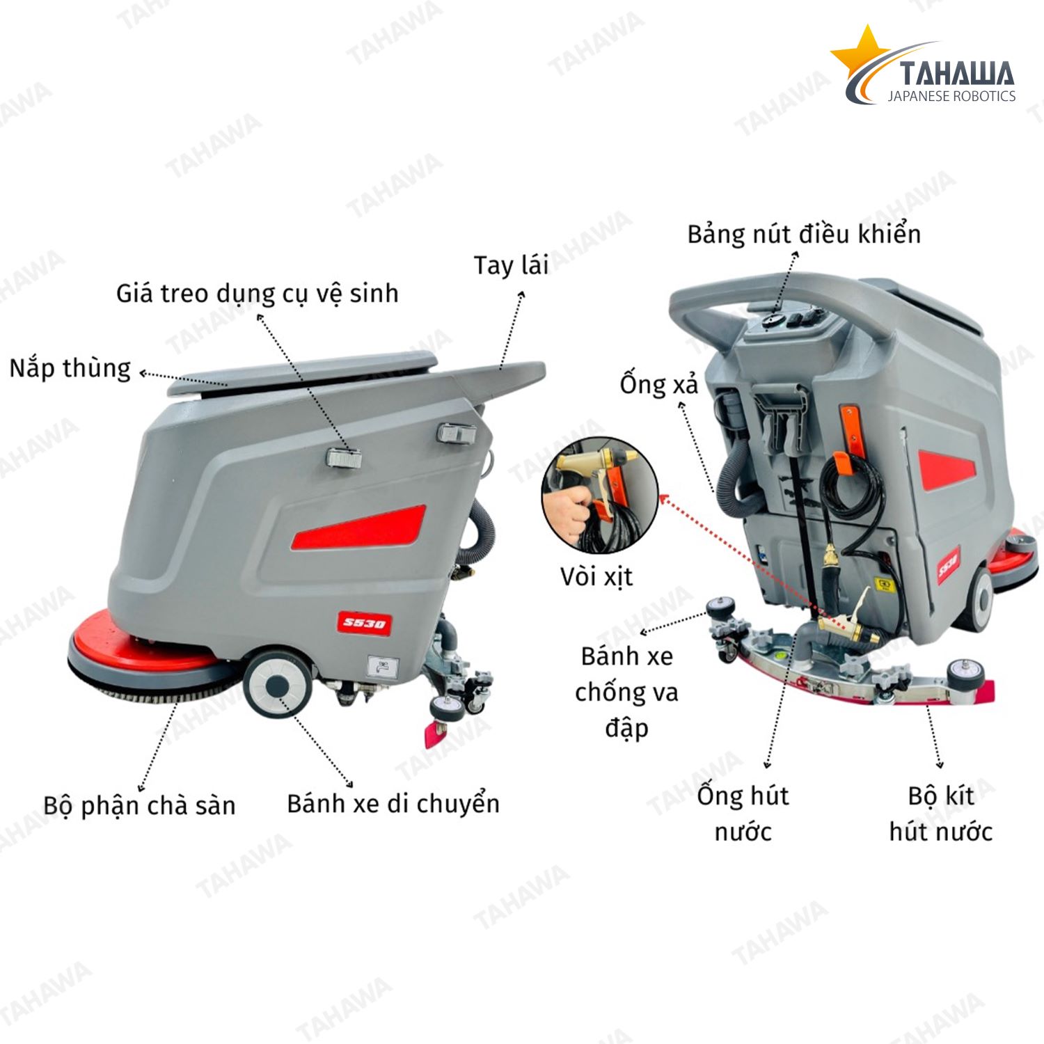 Máy chà sàn liên hợp Tahawa TH-S530B (bình acquy) Máy chà sàn liên hợp Tahawa TH-S530B (bình acquy)