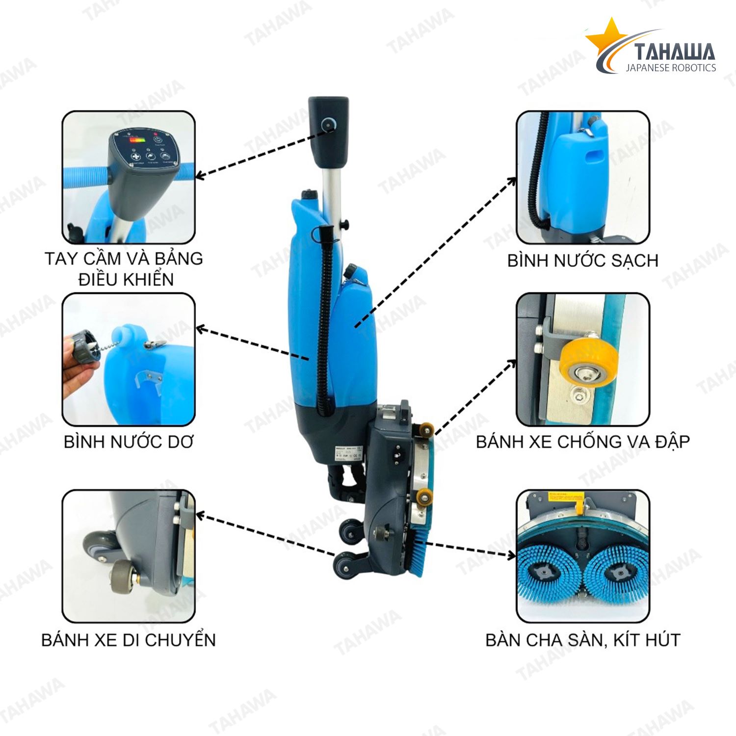 Máy chà sàn liên hợp mini Tahawa HC18 (2 bàn chải) Máy chà sàn liên hợp mini Tahawa HC18 (2 bàn chải)