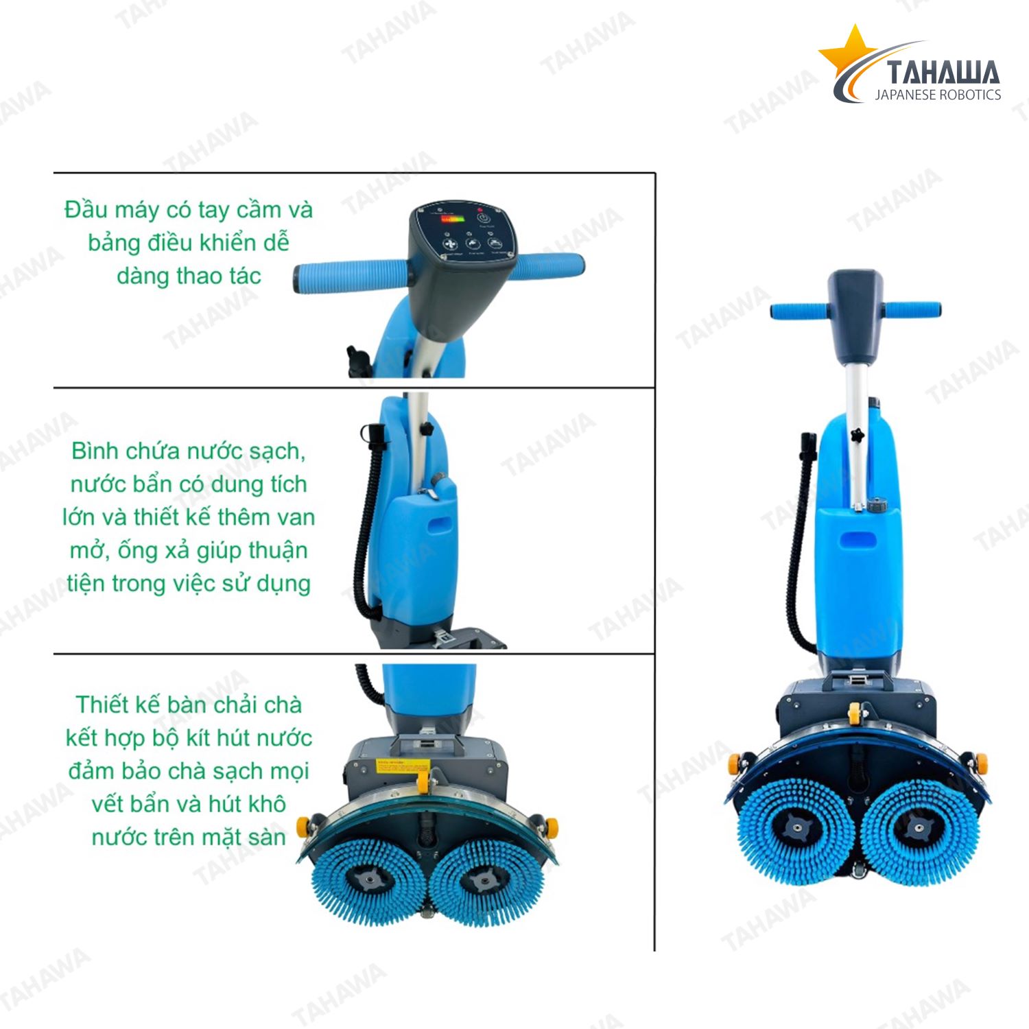 Máy chà sàn liên hợp mini Tahawa HC18 (2 bàn chải) Máy chà sàn liên hợp mini Tahawa HC18 (2 bàn chải)