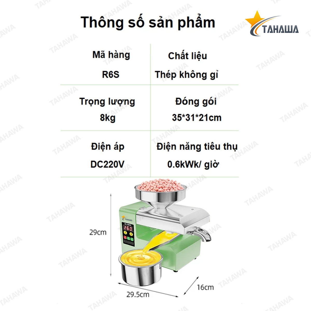 Máy ép dầu thực vật Tahawa Nhật Bản TH-R6S dễ dàng cất giữ Máy ép dầu thực vật Tahawa Nhật Bản TH-R6S dễ dàng cất giữ