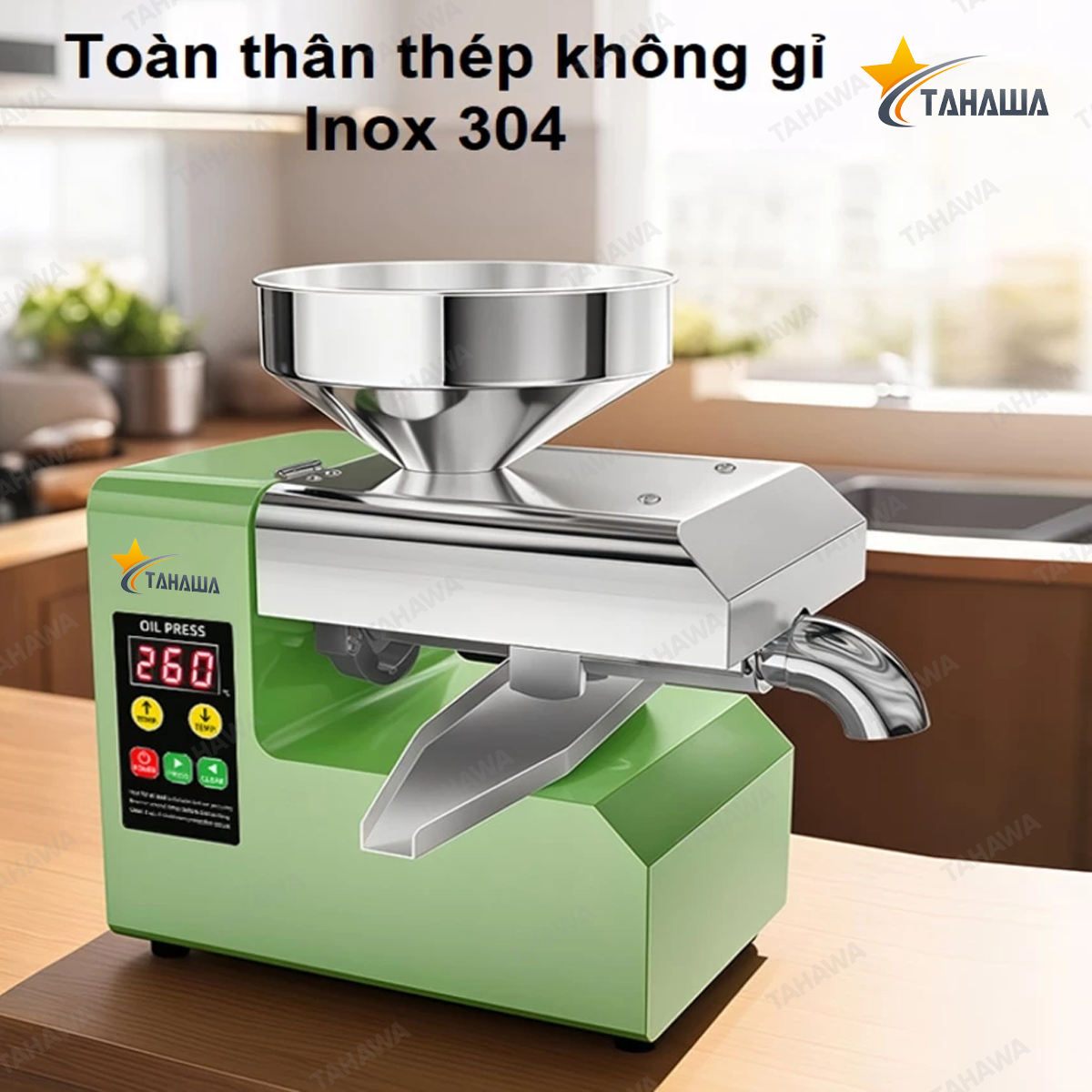 Thân máy Máy ép dầu thực vật Tahawa Nhật Bản TH-R6S làm từ inox 304 Thân máy Máy ép dầu thực vật Tahawa Nhật Bản TH-R6S làm từ inox 304
