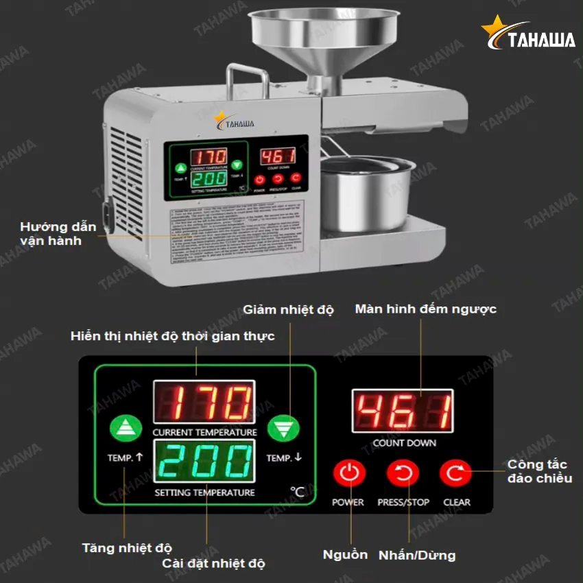 Máy ép dầu thực vật Tahawa TH-X8S Máy ép dầu thực vật Tahawa TH-X8S