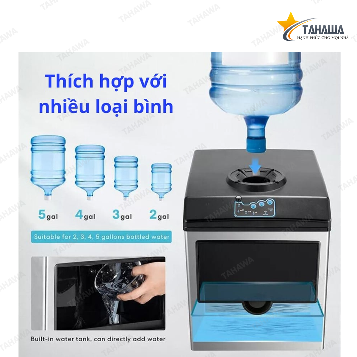 Máy làm đá viên mini Tahawa TH-GMI-25KG (25 kg/ngày, kiêm cây nước lạnh) Máy làm đá viên mini Tahawa TH-GMI-25KG (25 kg/ngày, kiêm cây nước lạnh)