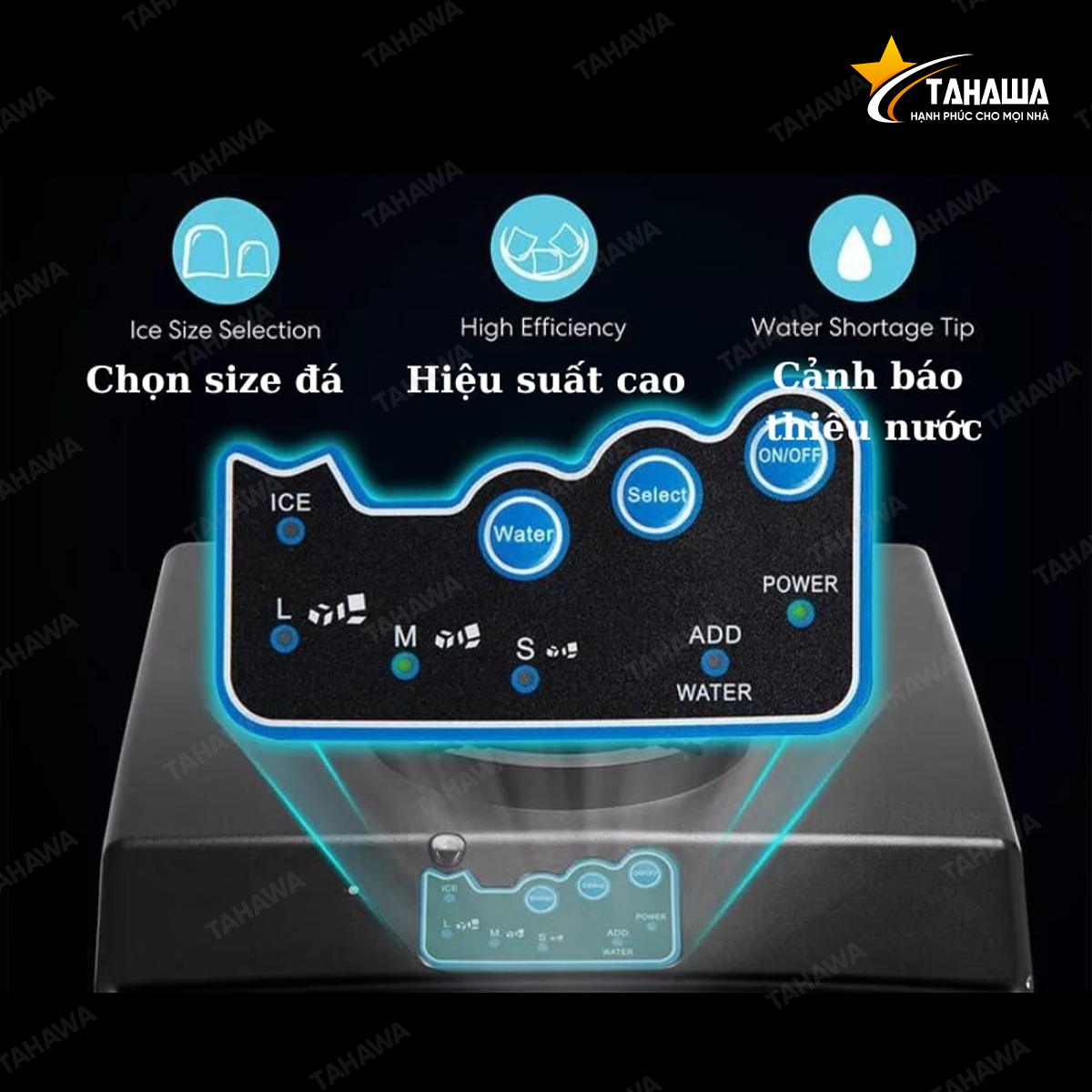 Máy làm đá viên mini Tahawa TH-GMI-25KG (25 kg/ngày, kiêm cây nước lạnh) Máy làm đá viên mini Tahawa TH-GMI-25KG (25 kg/ngày, kiêm cây nước lạnh)