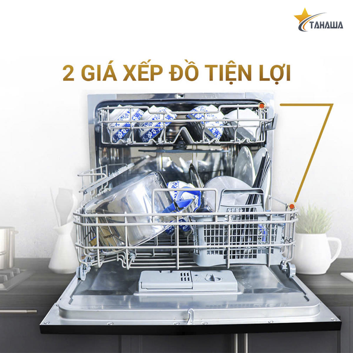 Máy rửa bát 8 bộ cao cấp Tahawa NK8D01M Máy rửa bát 8 bộ cao cấp Tahawa NK8D01M