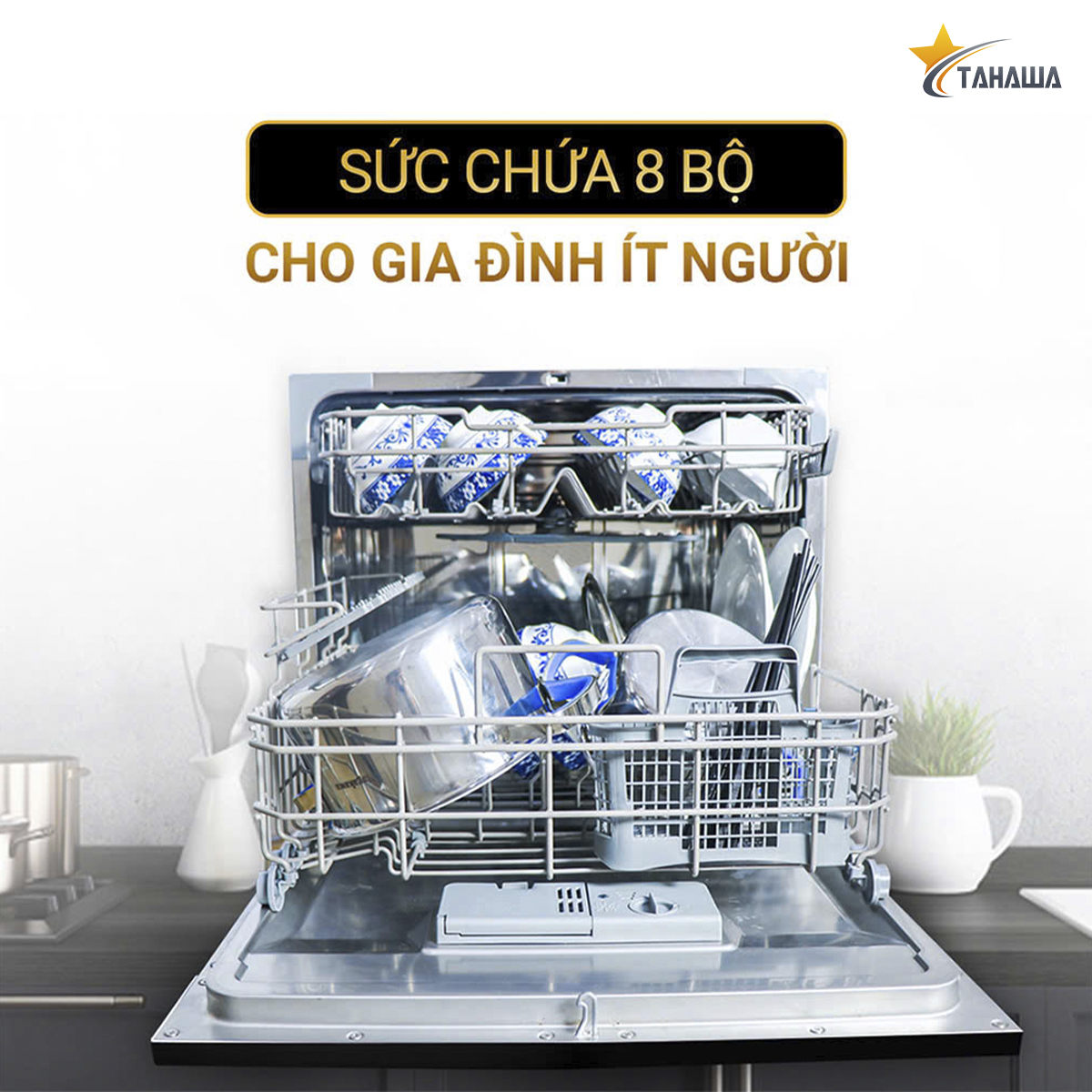 Máy rửa bát 8 bộ cao cấp Tahawa NK8D01M Máy rửa bát 8 bộ cao cấp Tahawa NK8D01M