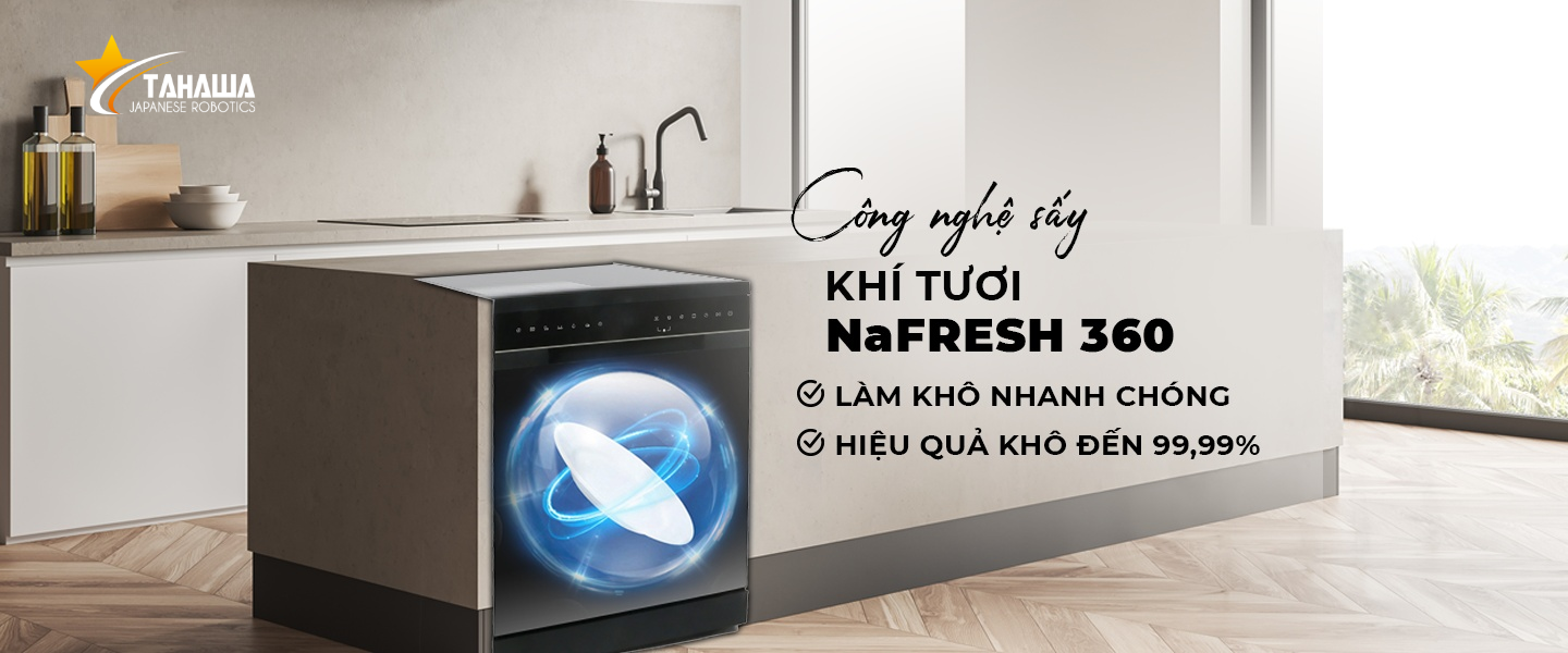 công nghệ sấy khí tươi NaFresh trên máy rửa bát TAHAWA NK13D02M - Diệt khuẩn UV Led công nghệ sấy khí tươi NaFresh trên máy rửa bát TAHAWA NK13D02M - Diệt khuẩn UV Led