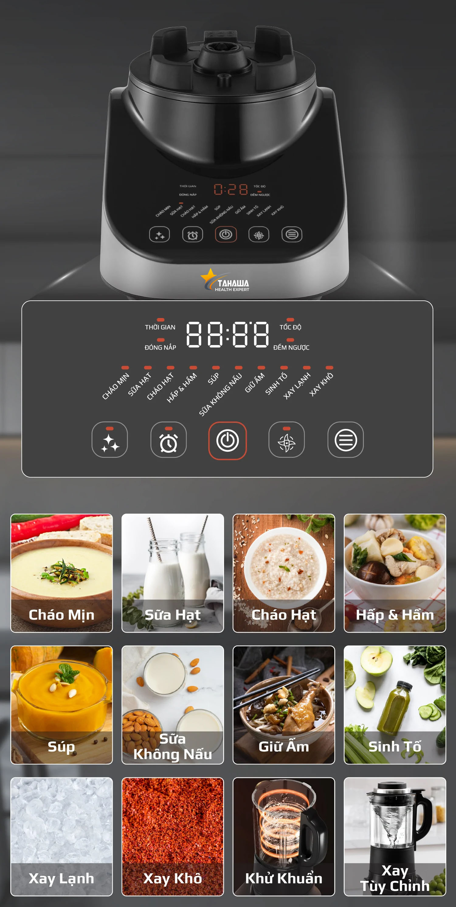 Máy xay nấu đa năng Tahawa TH-CB20 Máy xay nấu đa năng Tahawa TH-CB20