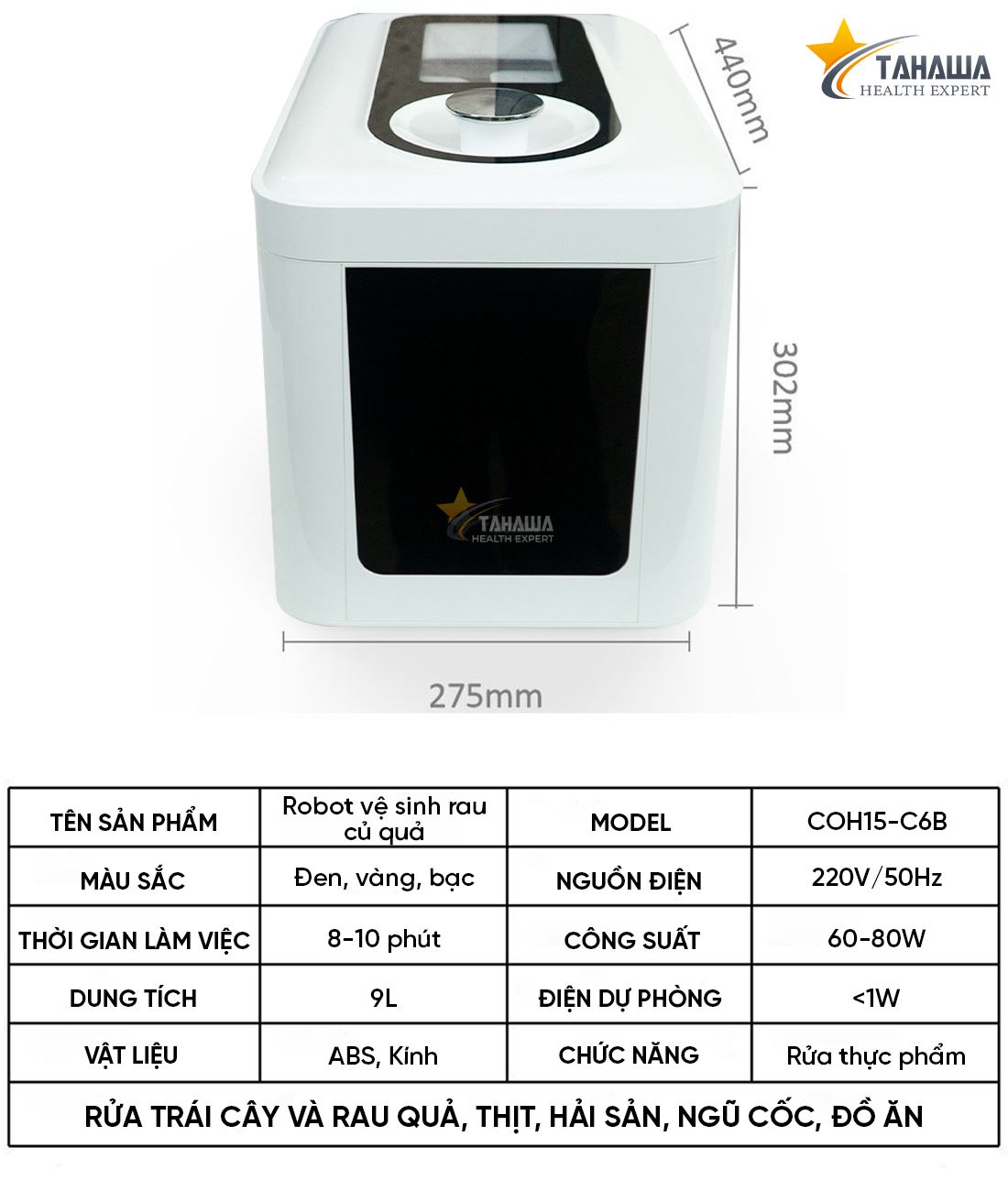 Máy khử khuẩn thực phẩm, rửa thực phẩm đa năng Tahawa Nhật Bản COH15-C6B 14 Máy khử khuẩn thực phẩm, rửa thực phẩm đa năng Tahawa Nhật Bản COH15-C6B 14