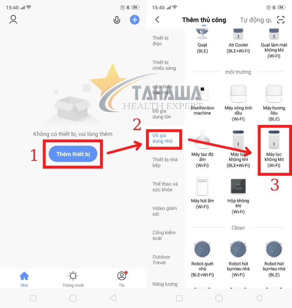 Kết nối máy lọc không khí vào App điều khiển máy lọc không khí Tahawa Nhật Bản TH-AP21 Kết nối máy lọc không khí vào App điều khiển máy lọc không khí Tahawa Nhật Bản TH-AP21
