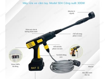 Máy rửa xe dùng pin loại nào tốt? Review Tahawa SD4 từ thiết kế đến khả năng sử dụng