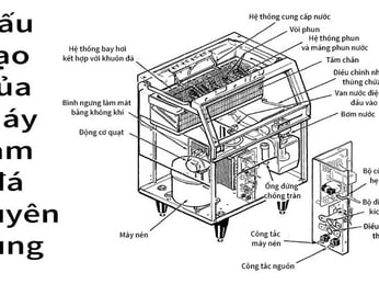 Cấu tạo và sơ đồ nguyên lý hoạt động của máy làm đá viên