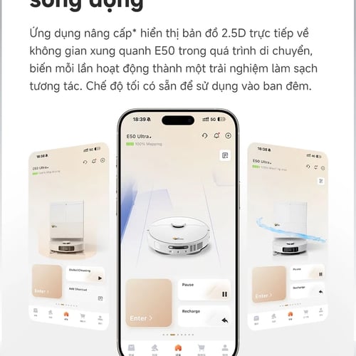Robot hút bụi lau nhà tự giặt giẻ TAHAWA E50 Ultra - Phiên bản nâng cấp 2026