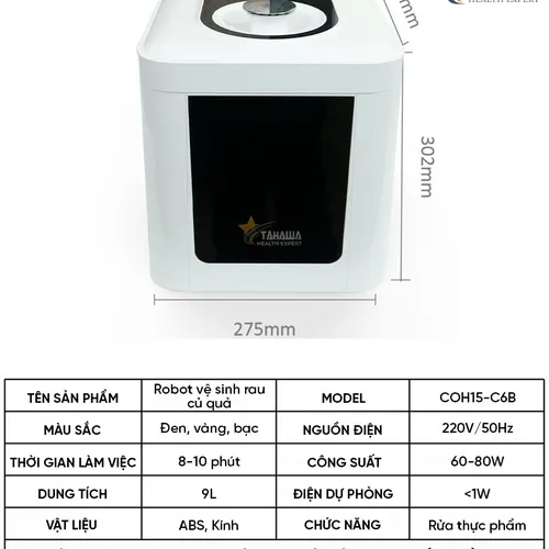 Máy khử khuẩn thực phẩm, rửa thực phẩm đa năng Tahawa Nhật Bản COH15-C6B