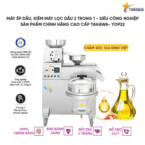Máy Ép Dầu Ăn Kiêm Máy Lọc Dầu Công Nghiệp Cao Cấp TAHAWA YOP22