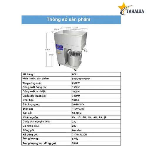 Máy Ép Dầu Công Nghiệp Tahawa TH-D08