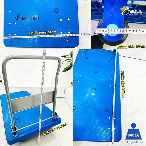 Xe đẩy hàng sàn nhựa TAHAWA T600, tải trọng 600kg