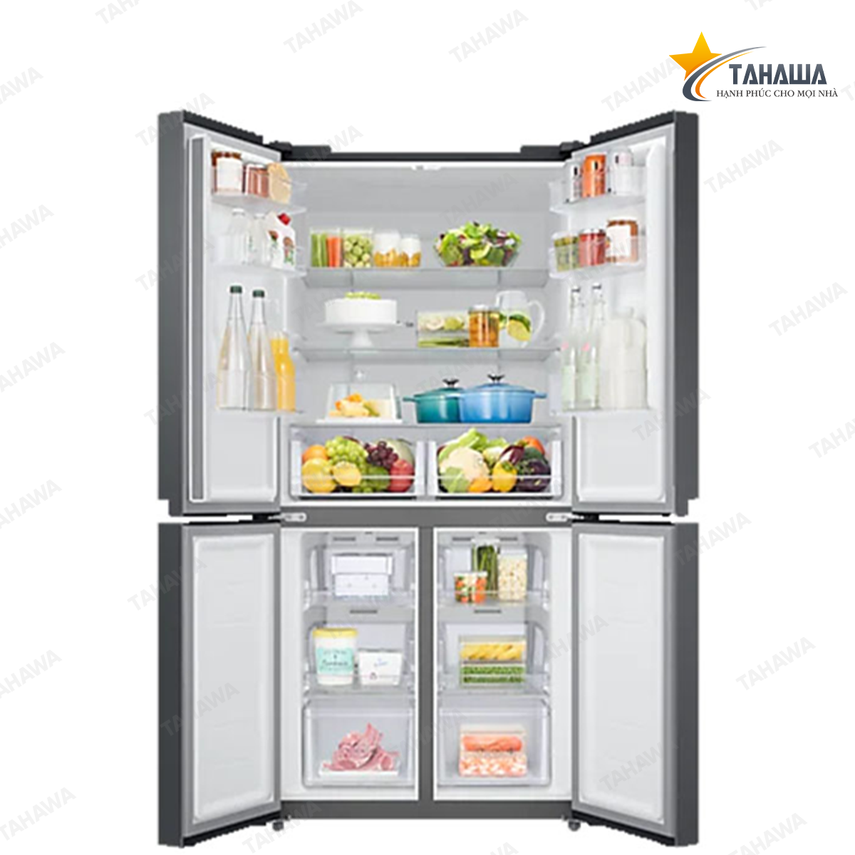 Tủ lạnh 4 cánh Tahawa Inverter 488 lít TH-RF48A4000B4/SV Tủ lạnh 4 cánh Tahawa Inverter 488 lít TH-RF48A4000B4/SV