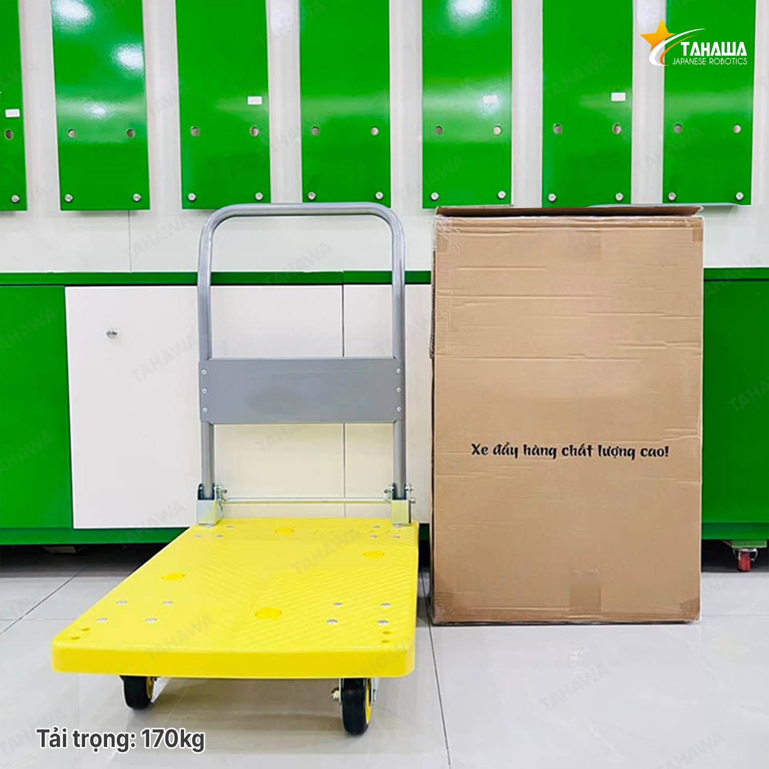 Xe đẩy hàng sàn nhựa TAHAWA T170, tải trọng 170kg Xe đẩy hàng sàn nhựa TAHAWA T170, tải trọng 170kg
