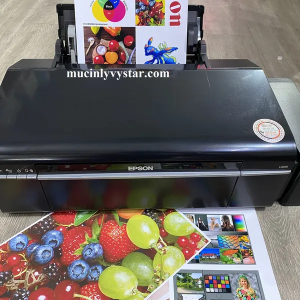 Máy in phun màu Epson L805 in decal tem nhãn