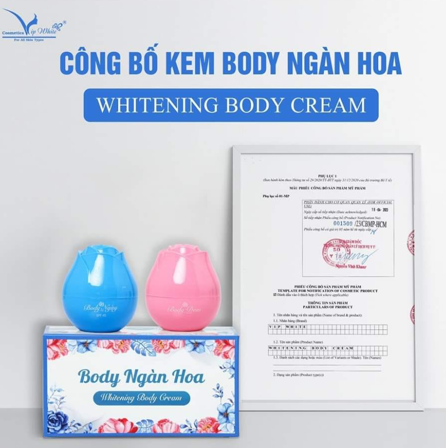Giấy công bố kem body ngàn hoa vip white Giấy công bố kem body ngàn hoa vip white