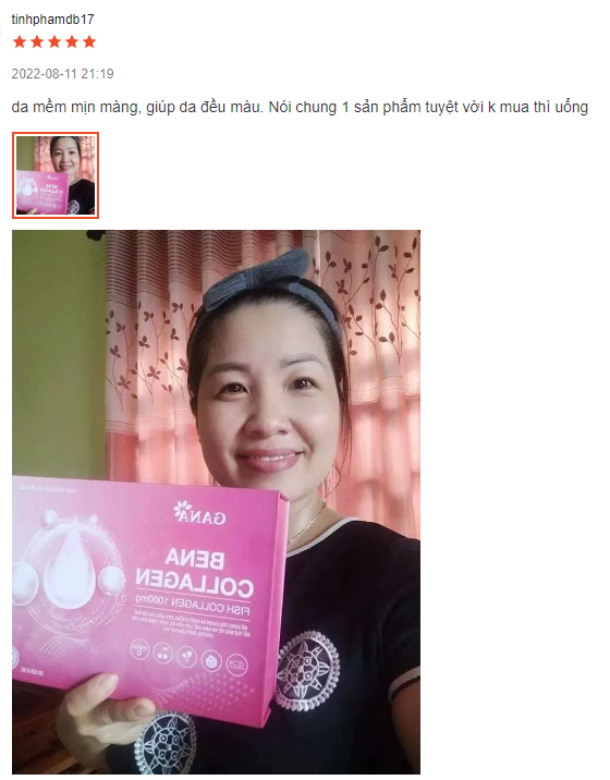 Hình khách hàng dùng bena collagen Hình khách hàng dùng bena collagen
