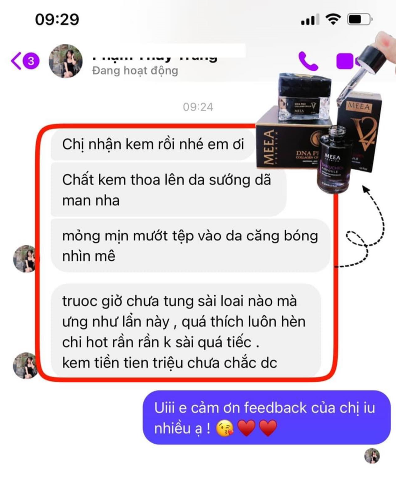 Phản hồi kem face collagen cá hồi dna pro v2 meea orgin Phản hồi kem face collagen cá hồi dna pro v2 meea orgin