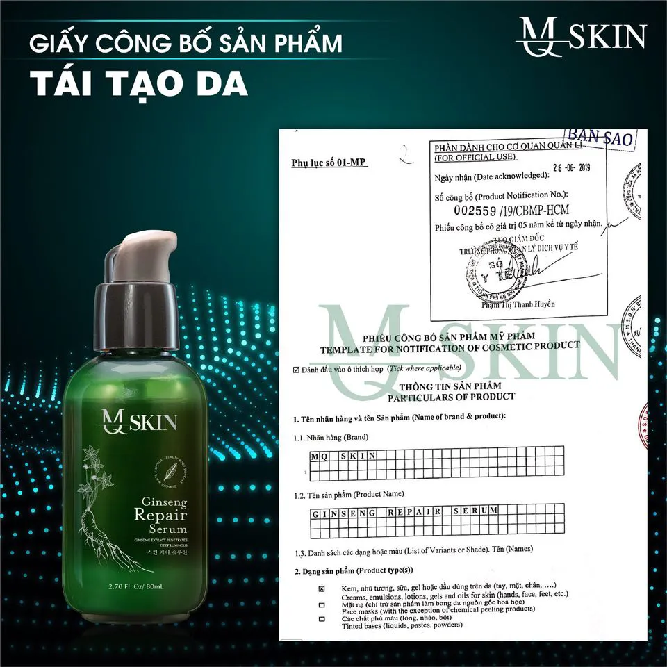 Serum tái tạo da nhân sâm mq skin