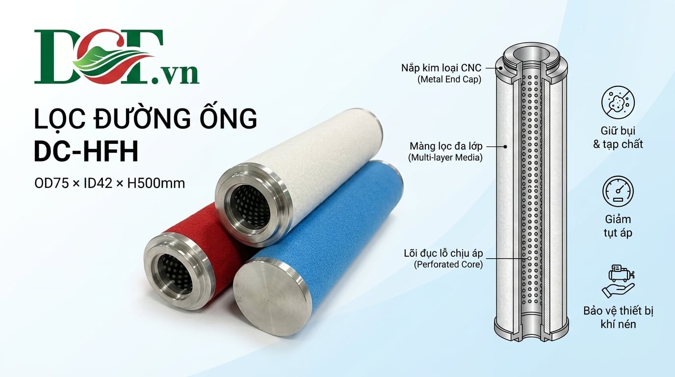 Lọc đường ống khí nén DC-HFH xanh đỏ trắng do DCF.vn sản xuất