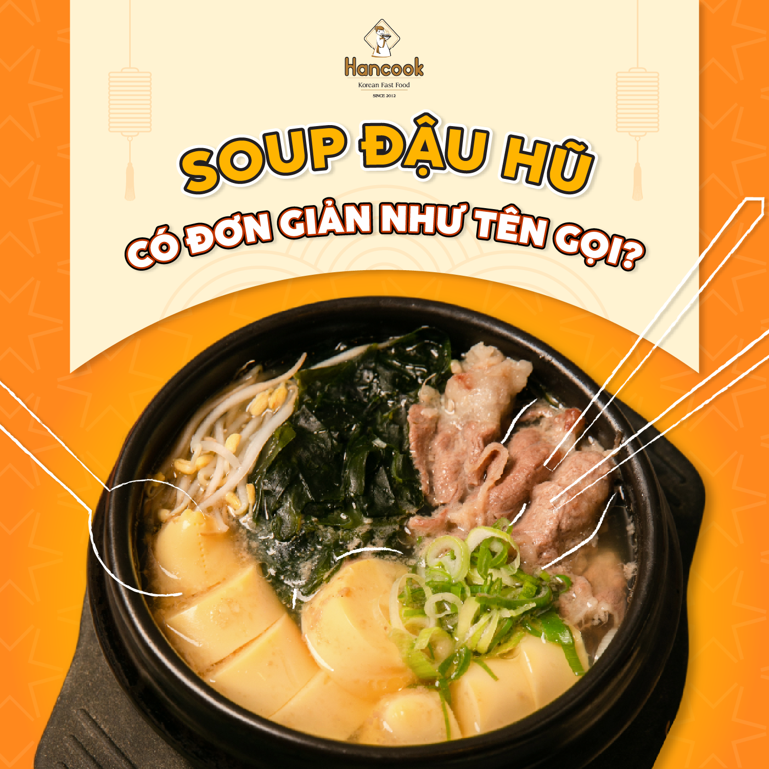 Soup đậu hũ tại Hancook được nấu từ nước hầm xương kết hợp cùng thịt bò Mỹ mềm mại Soup đậu hũ tại Hancook được nấu từ nước hầm xương kết hợp cùng thịt bò Mỹ mềm mại
