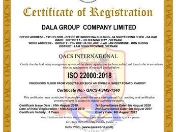 DALAHOUSE IS CERTIFIED BY ISO 22000:2018