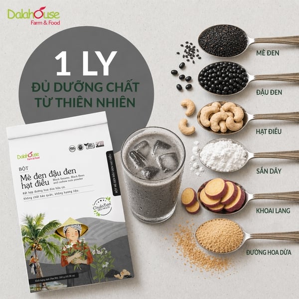 Bột Mè Đen Đậu Đen Hạt Điều Dalahouse 300g