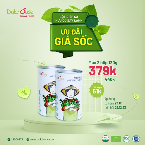 Combo 2 hộp 120g bột diếp cá hữu cơ Dalahouse