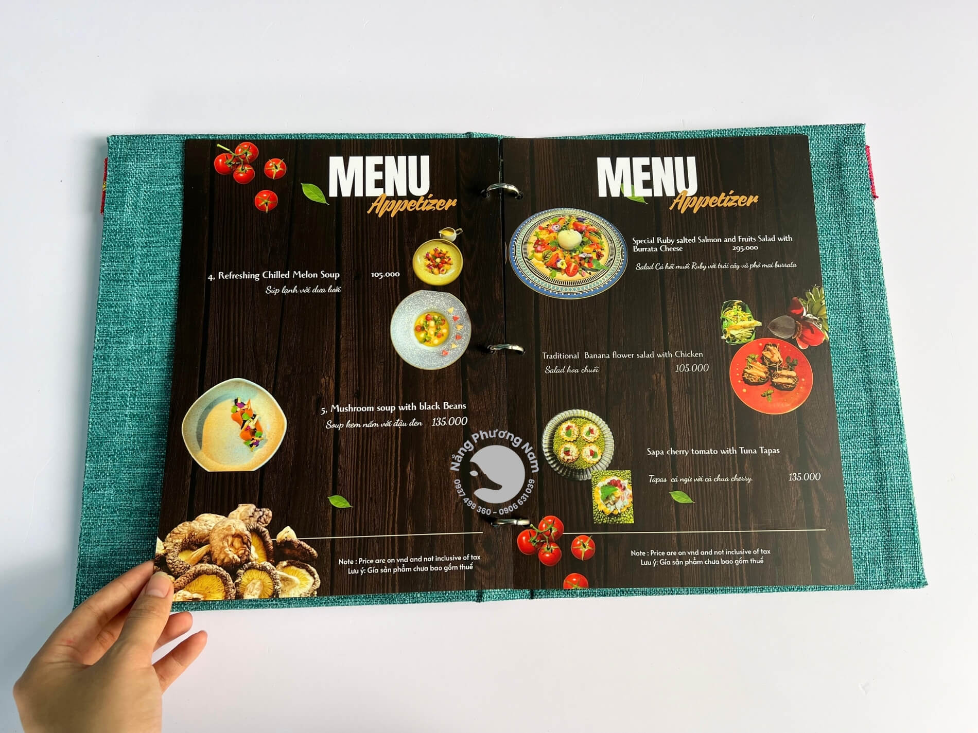 in-menu-vai in ấn menu bìa vải cho nhà hàng quán ăn