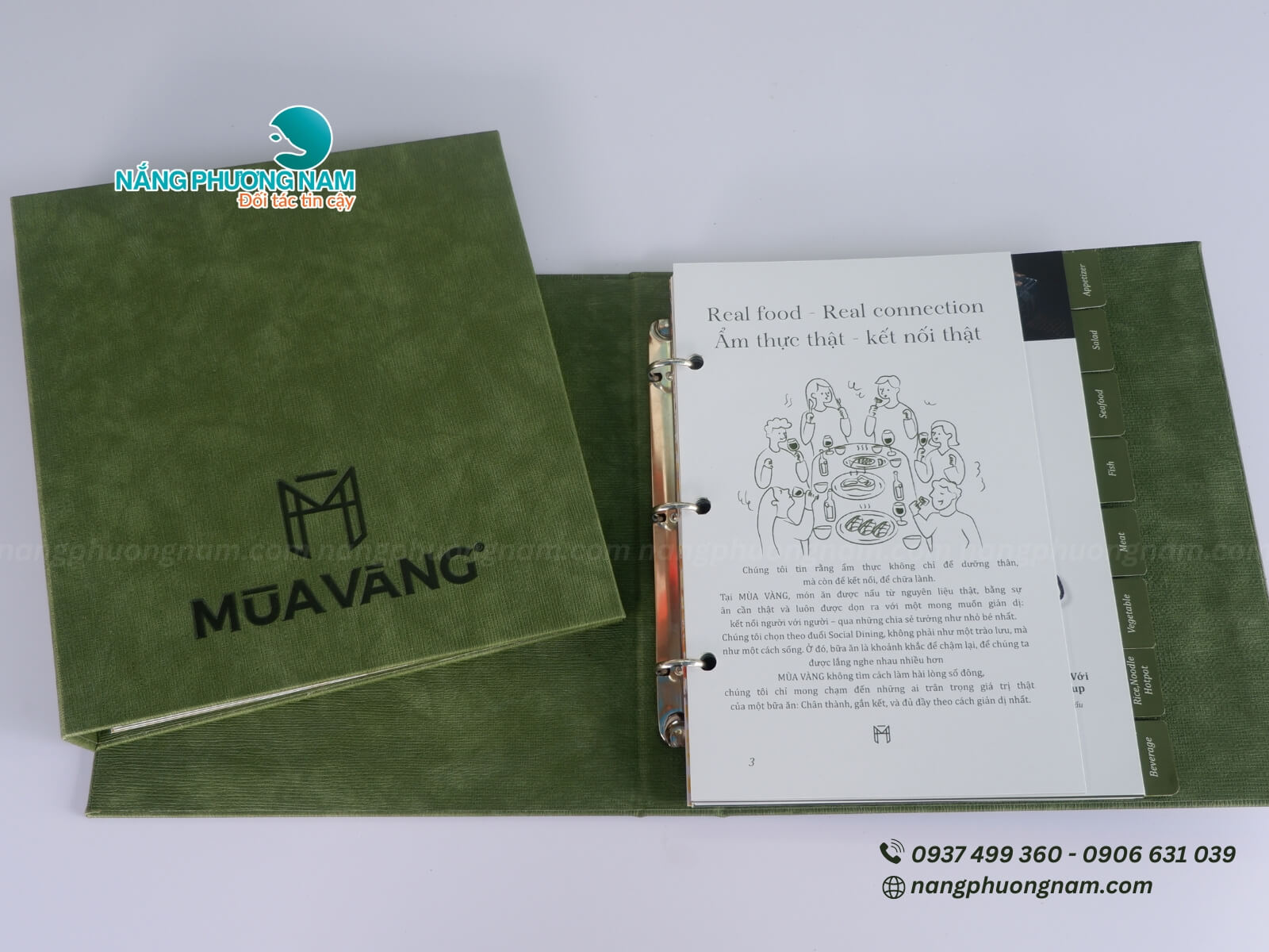 Mẫu thiết kế menu bìa da dập chìm đẹp