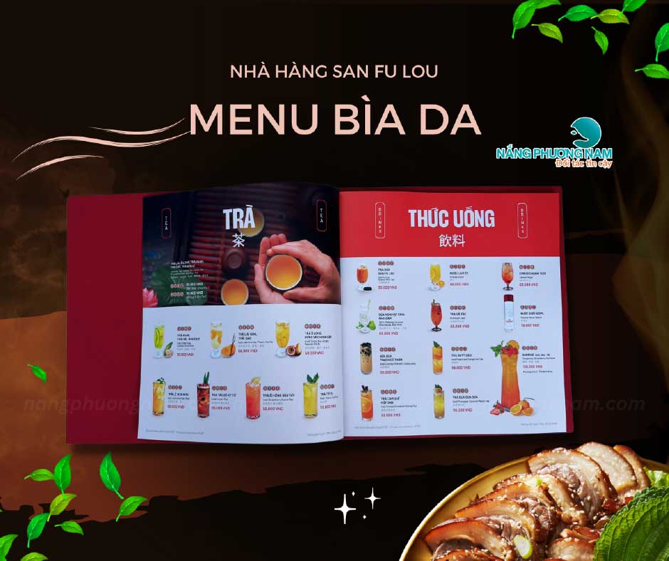 in-menu-bia-da In ấn menu bìa da nhà hàng Sanfulou