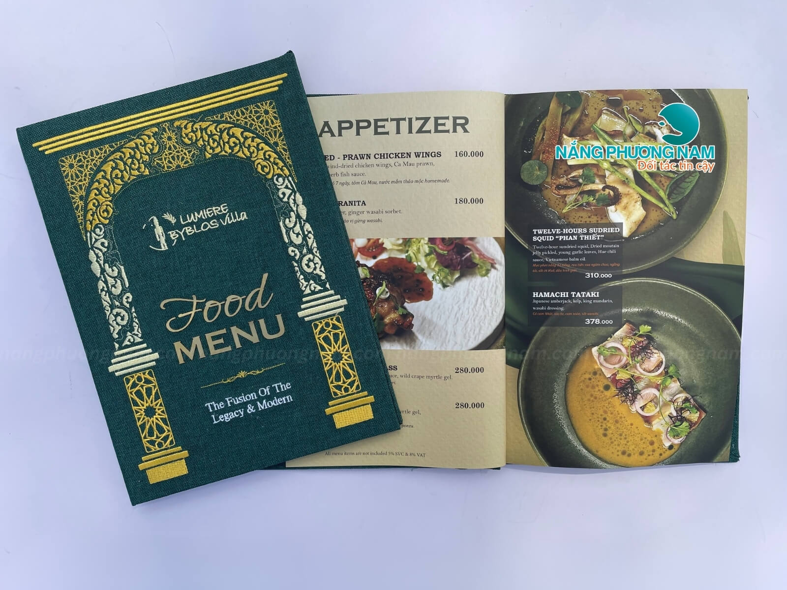 menu-vai-theu mẫu menu bìa vải thêu