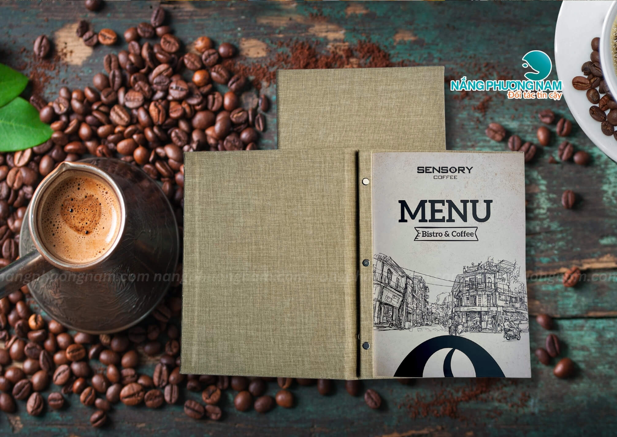 Menu quán ăn bằng bìa vải