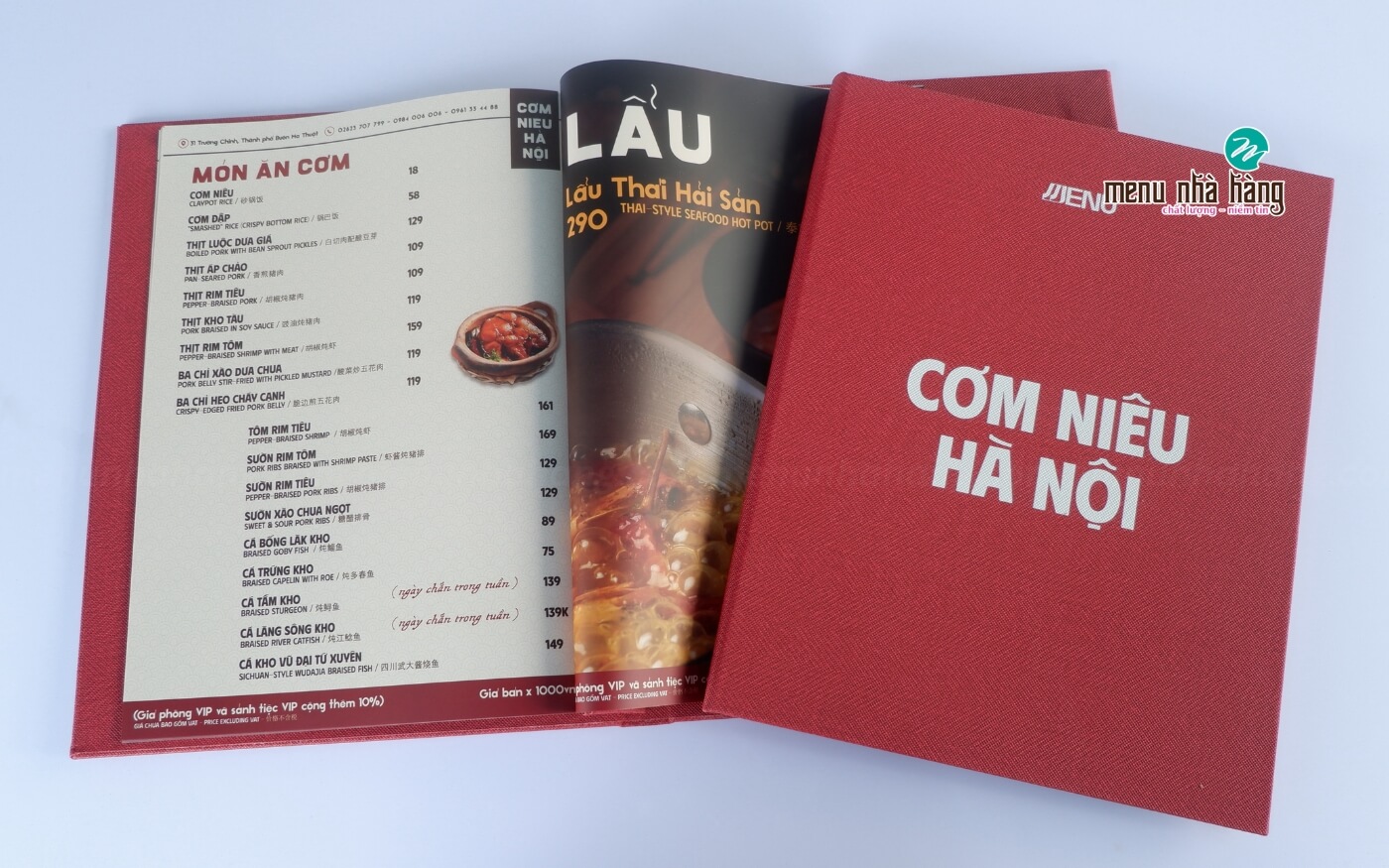 in-an-menu-bia-da Mẫu in menu Cơm Niêu Hà Nội